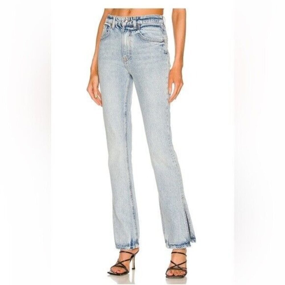 GRLFRND Harlow High Rise Boot Cut Jeans with Slit Size 26 Encinitas‎ Blue